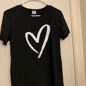 Black tee white heart